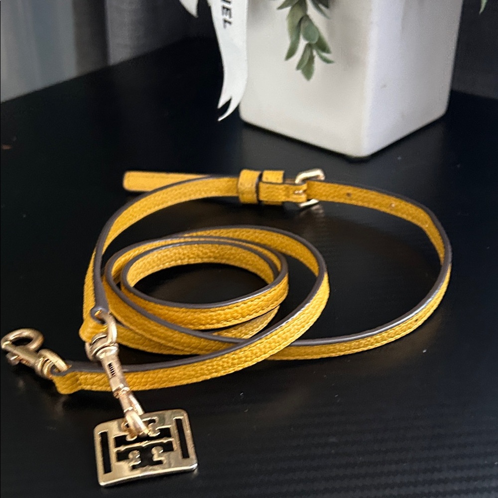 Tory Burch Yellow Leather Crossbody Strap with Gold Charm